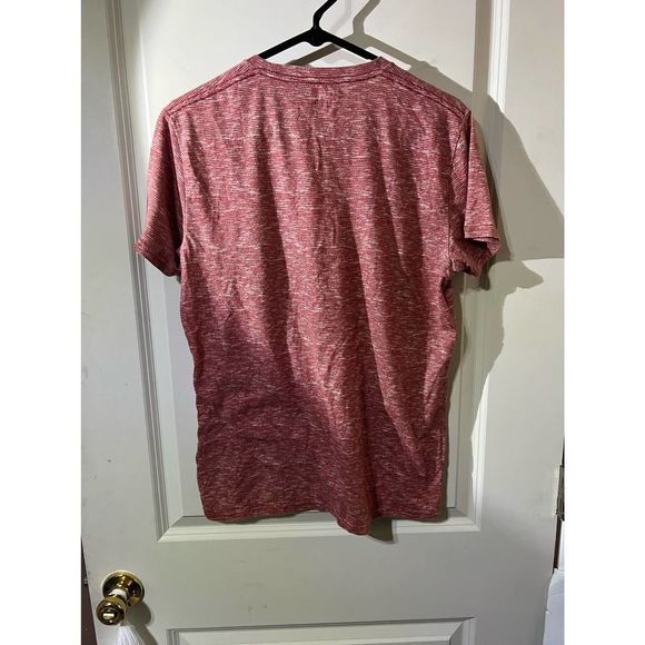Hollister logo UNISEX maroon white striped short sleevet- shirt SZ S - Picture 2 of 10